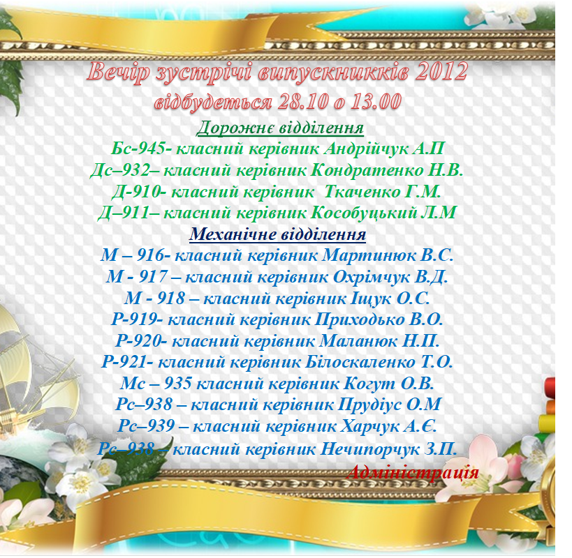 Вечір зустрічі з випускниками 2012
