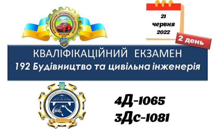 ДРУГИЙ ДЕНЬ КВАЛІФІКАЦІЙНОГО ЕКЗАМЕНУ ДЛЯ СТУДЕНТІВ ГРУП 3Дс-1081 ТА 4Д-1065