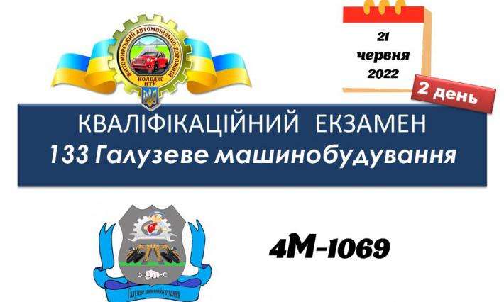 	ДРУГИЙ ДЕНЬ КВАЛІФІКАЦІЙНОГО ЕКЗАМЕНУ ДЛЯ СТУДЕНТІВ ГРУПИ 4М-1069
