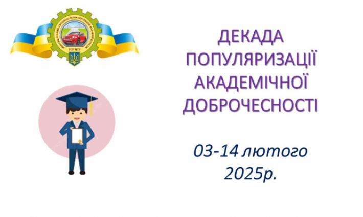 Календарний план заходів  Декади популяризації академічної доброчесності